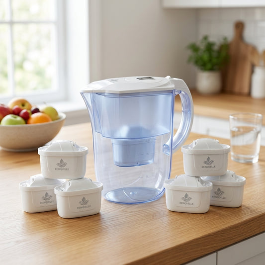 Reinquelle Familien Bundle – Wasserfilter Krug 3.5L + 6 Kartuschen | MAXTRA kompatibel | Sparset