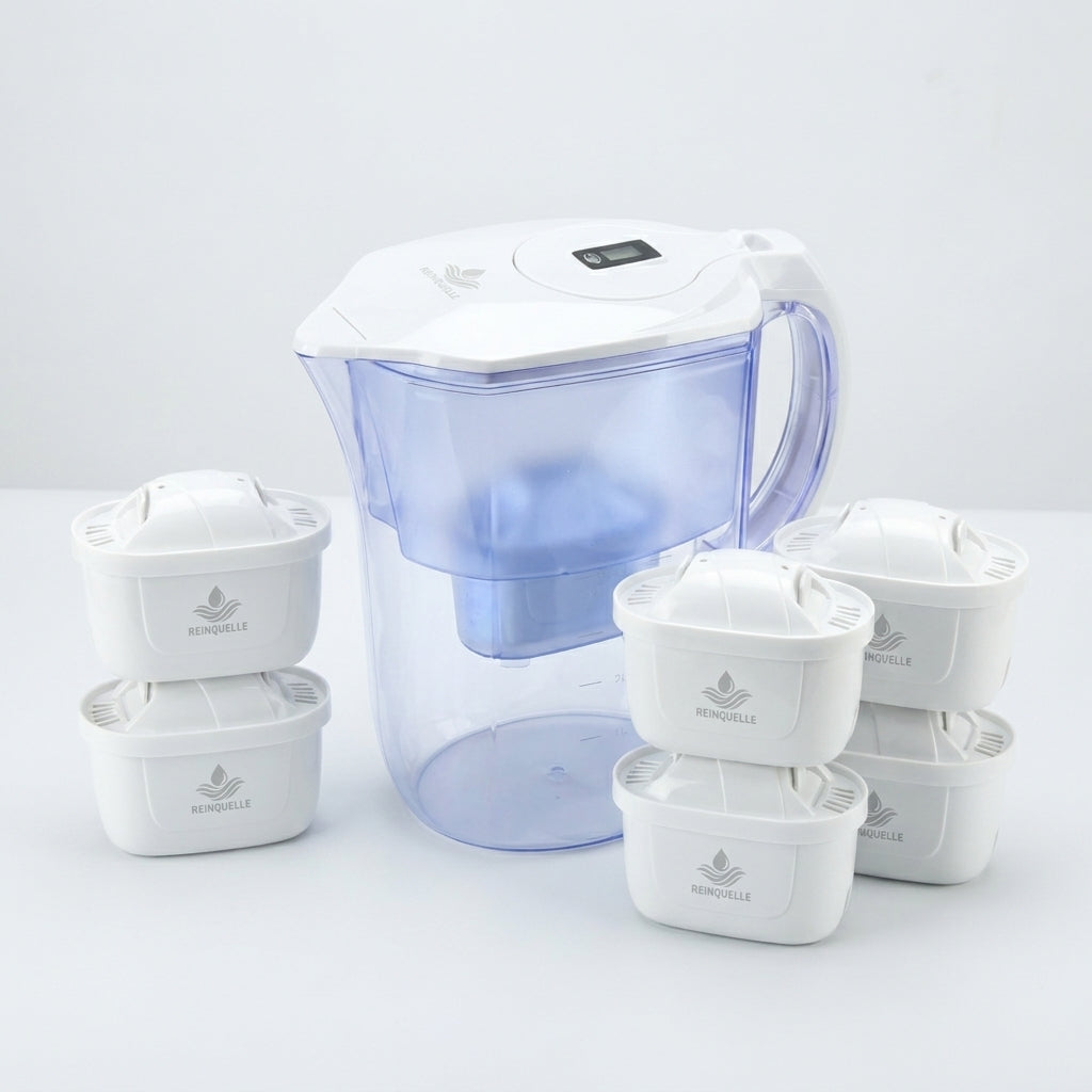 Reinquelle Familien Bundle – Wasserfilter Krug 3.5L + 6 Kartuschen | MAXTRA kompatibel | Sparset