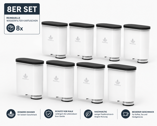 Reinquelle Wasserfilter für Kaffeemaschinen 8er Pack – kompatibel mit Philips LatteGo, 2200, 3200, 3300, 5400 Series